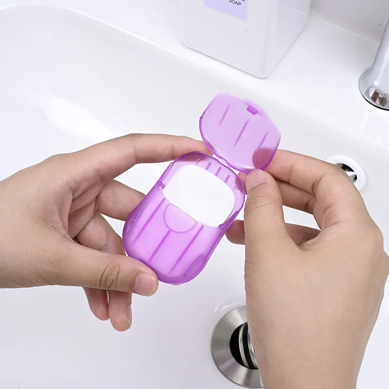 20 шт./кор. одноразовое мыло бумага путешествия бумажная мытье рук для ванной чистой Ароматические ломтик листов мини мыло в виде бумаги