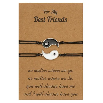 Friendship Balance Eight trigrams of Yin and Yang Chinese Classical Taoism Philosophy Charm Bracelets for Best Friends