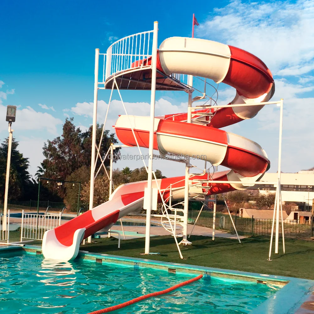 Commercial Grade Fiberglass Water Park Slide with Pool End in Customized Colors and Sizes