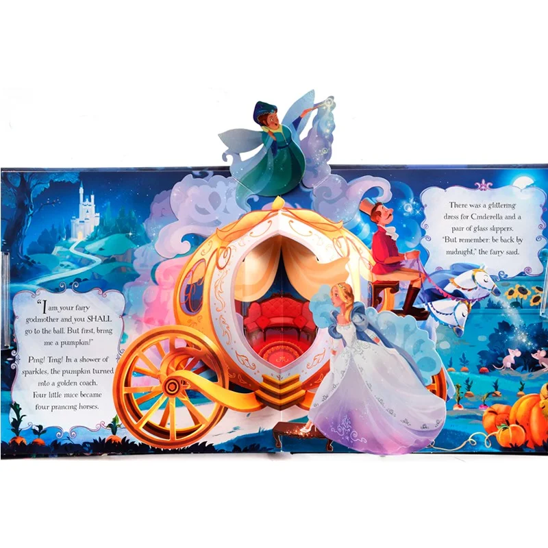 Fairy Tale Cinderella English Educational 3D Flap Picture Books Children Kids Reading Book Printing