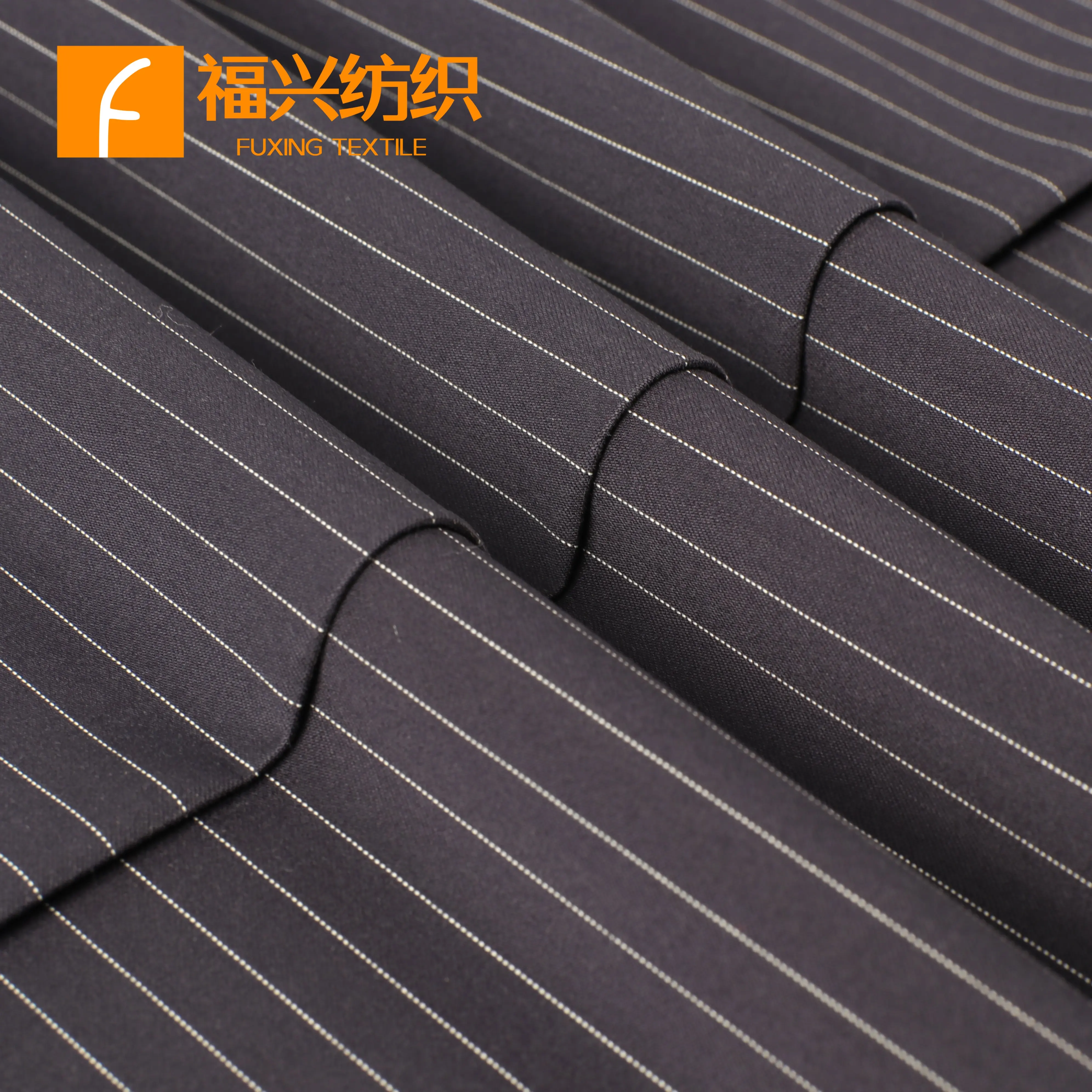 High-quality Fabric Polyester Rayon Spandex Blended White and Black Striped Linen  Men's Suits Fabric