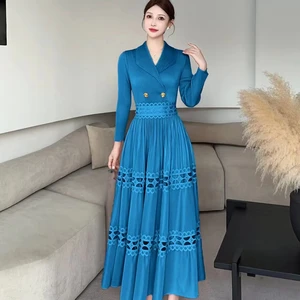 A Two-piece Pleated Dress for Formal Business Wear - the Top Is Designed Like a Suit, and the Skirt Is the Bottom Part