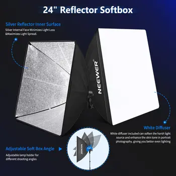 NEEWER 2.6x3M / 8.5x10FT Backdrop Stands  5700K 800W Equivalent 24W LED Umbrella Softbox Photography Lighting Kit With Backdrops product image