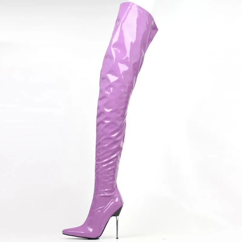plastic thigh high boots