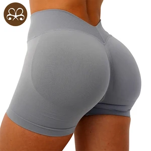 High-Waisted V-Back Fitness Shorts Tight High-Elastic Sports Shorts Breathable 3-Inch Yoga Shorts