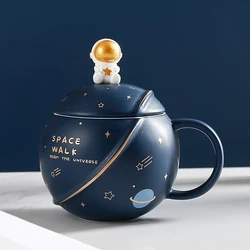 3D Round Astronaut Cute Planet Ceramic Mug Couple Couple Drinking Super Cartoon Office Tea Cup Kawaii Mug Coffee Mug Cool Cup