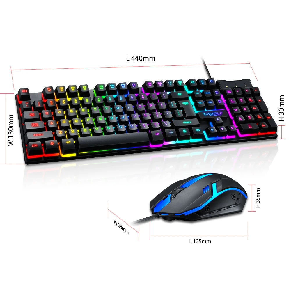 Проводная usb клавиатура и мышь LIVOLF TF200 игровой персонаж светящаяся клавиша испанская