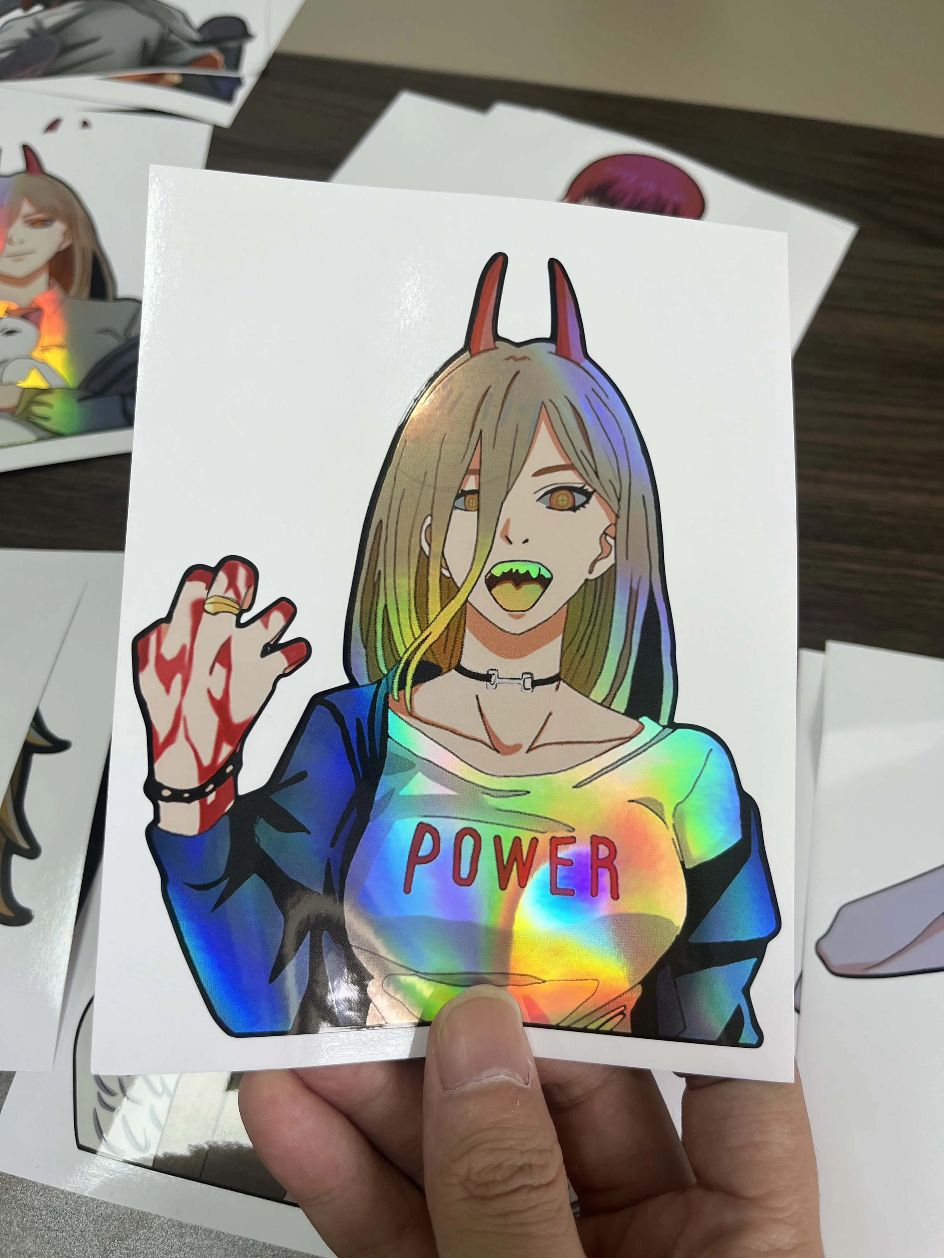 Wholesale Chainsaw Man Cartoon Holographic Anime Laser Stickers