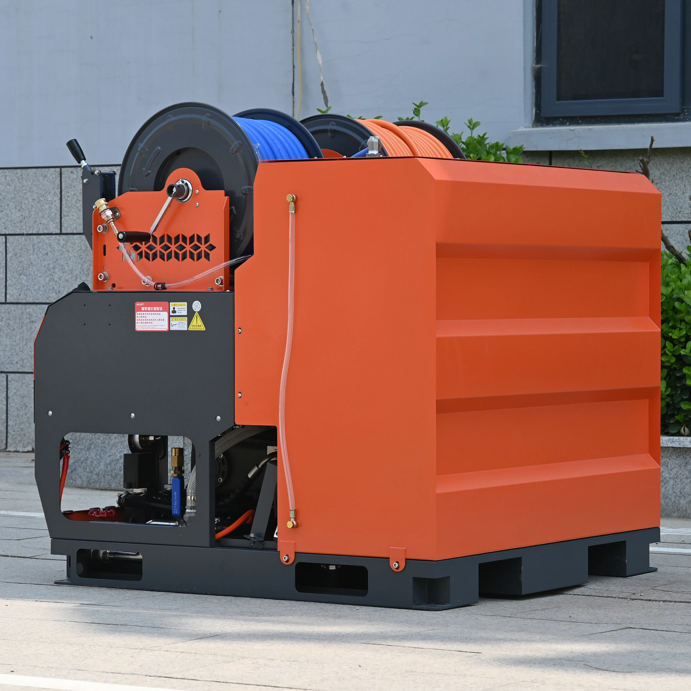 AMJET 2 Cylinder Gasoline Sewer Jet 3000psi65LPM for Cleaning 50-600mm Drain Pipes 200bar17gpm for Cleaning Various Oily Pipes.