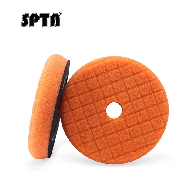 SPTA V2.0 1Pc 5 Inch 125mm Orange Heavy Cut Polishing Pad Kit for Car Buffer Polisher Compounding Remove 1500# Sanding Marks