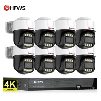 Full HD 4k 8mp Ptz Cctv System 8ch Outdoor Waterproof POE Camera Nvr Kit Cctv Outdoor Security Camera System Nvr