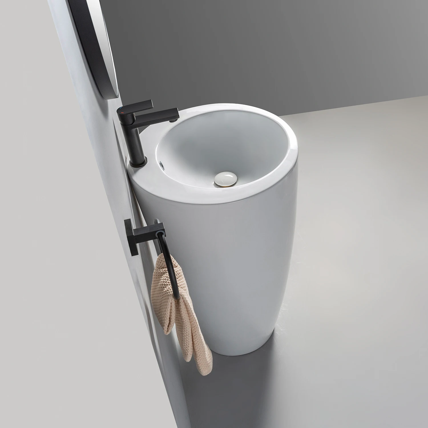 Professional Manufacturers Wastafel Berdiri Ceramic Cylinder Pedestal Sink Bathroom Hand Wash Basin