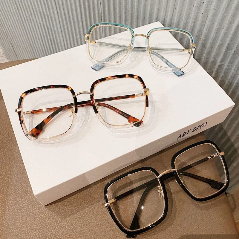 Fashion Square Leopard Two Color Eye Glasses Frame Myopia Trend Female Women Prescription Glasses Frames Optical