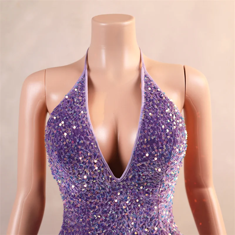 Lavender Sequin Evening Gown For Plus Size Women & Custom Prom Dress Lavender Sequin Evening Gown For Plus Size Women & Custom Prom Dress