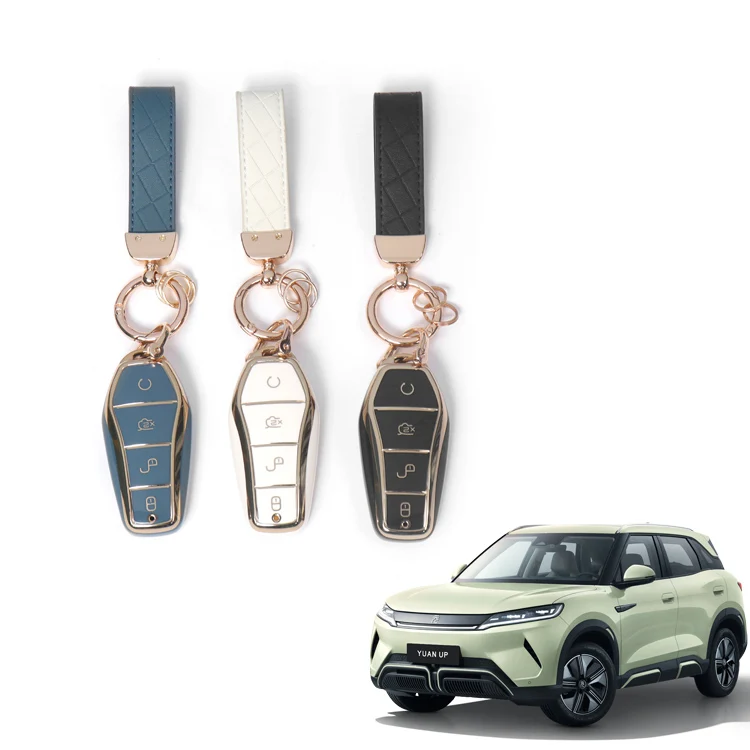 غطاء مفتاح السيارة من مادة TPU لأنموذج BYD Atto 2 Yuan Plus، أسود وأزرق وأبيض اللون، غطاء إلكتروني لمفتاح السيارة، إكسسوارات للسيارة