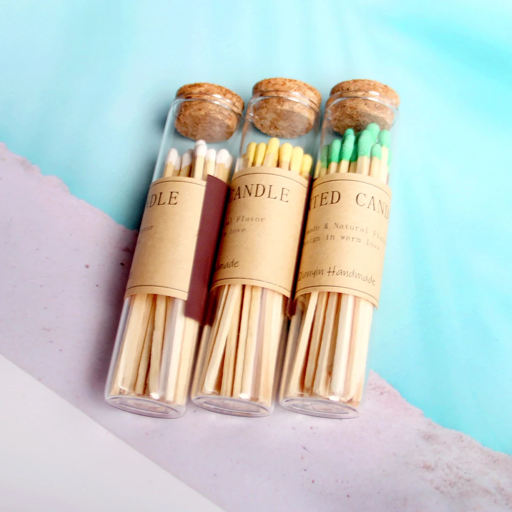 Luxury Home Decor Holder Wooden Candle Matches In Glass Jar Bottle