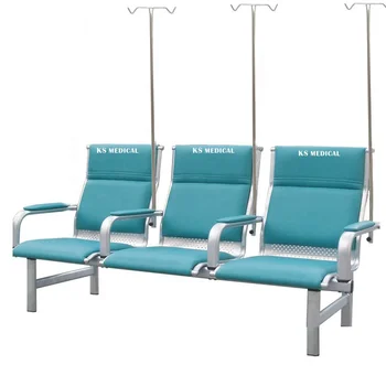 KSMED Hospital transfusion chair KSM-HIC hospital waiting chair 3-seater with Infusion stand iv chairs