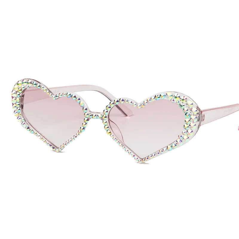 Heart Sunglasses Women Rhinestone Decoration Cat Eye Glasses 