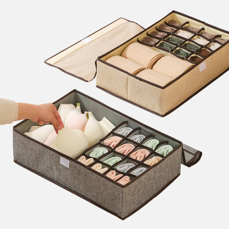 Home Drawer Divider Storage Box Foldable Closet Storage Organizer Basket Fabric Organization Bins for Clothes