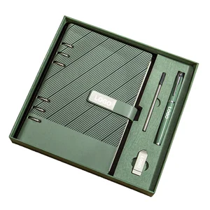 Custom Luxury A5 PU Loose-leaf Journal Notebook Set Business Corporate Office Supplies Gift Box Graduation Promotion Custom