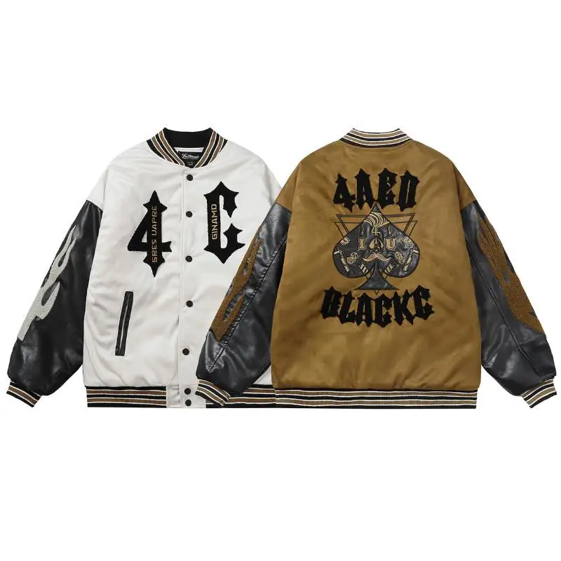 Varsity Jacket With Leather Sleeves For Men And Women Chenille_voghion.com