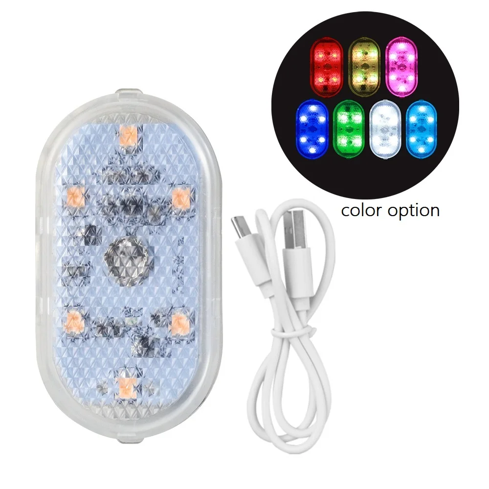 2Pcs Touch Sensor LED Light Car Interior Wireless Ambient Neon USB Charge Lamps
