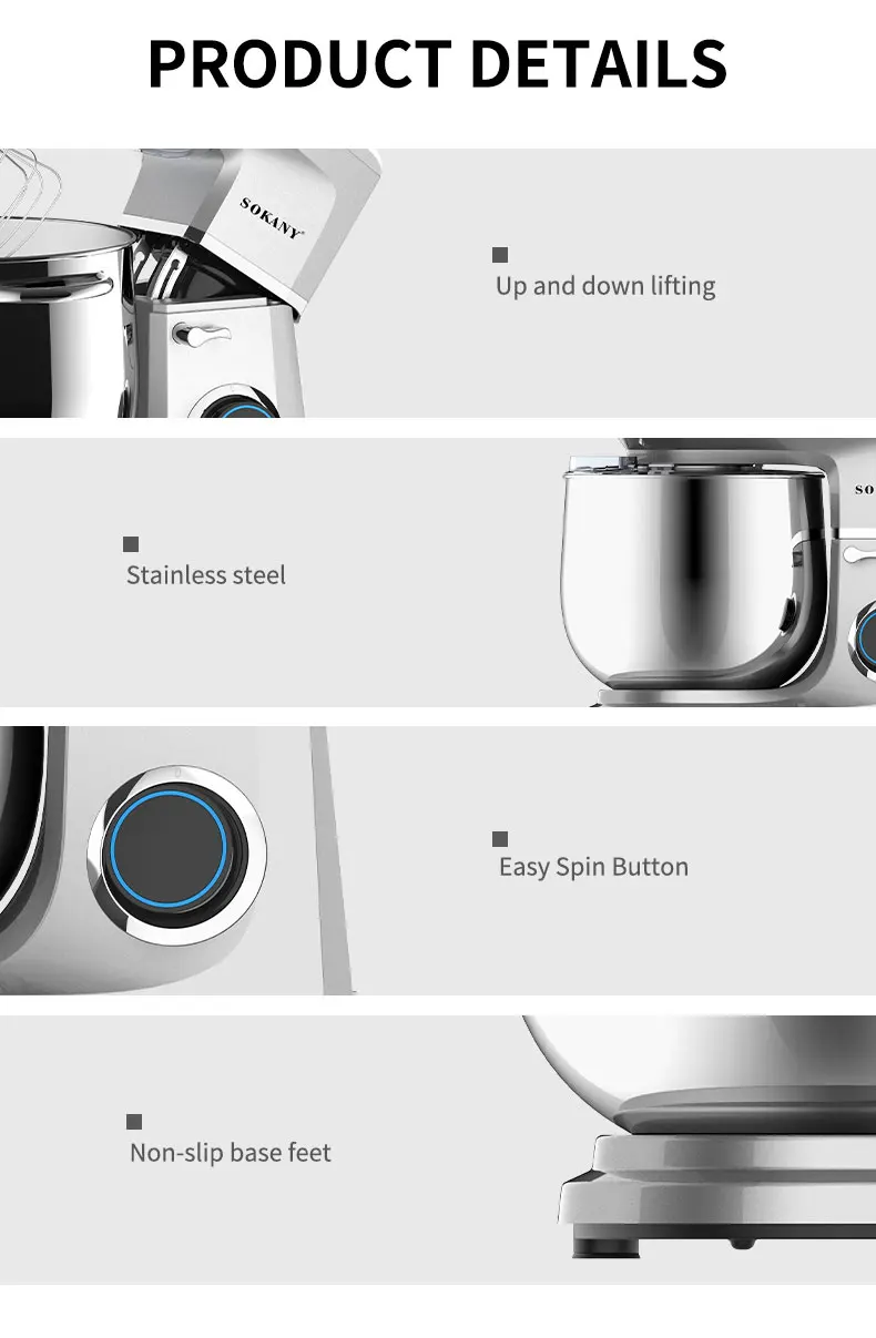 Sokany 269 Dough Kneading Machine Food Mixer Mini Stand Mixer Food
