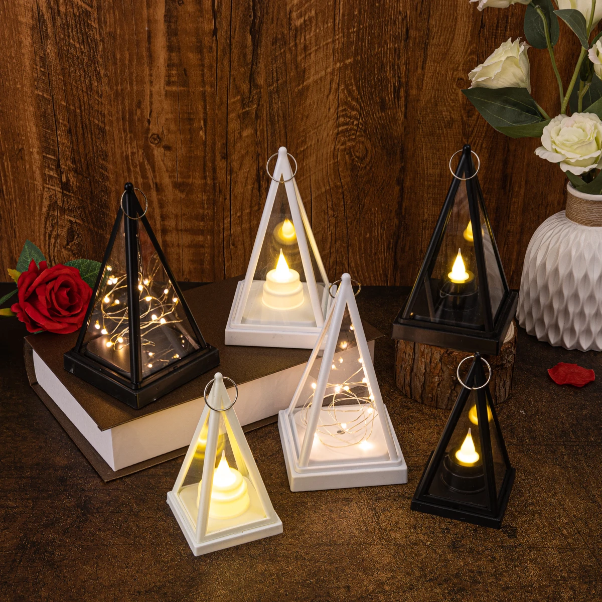 product plastic sized triangular flameless led candles can be customized with light strings for holiday and christmas decor home decor-30