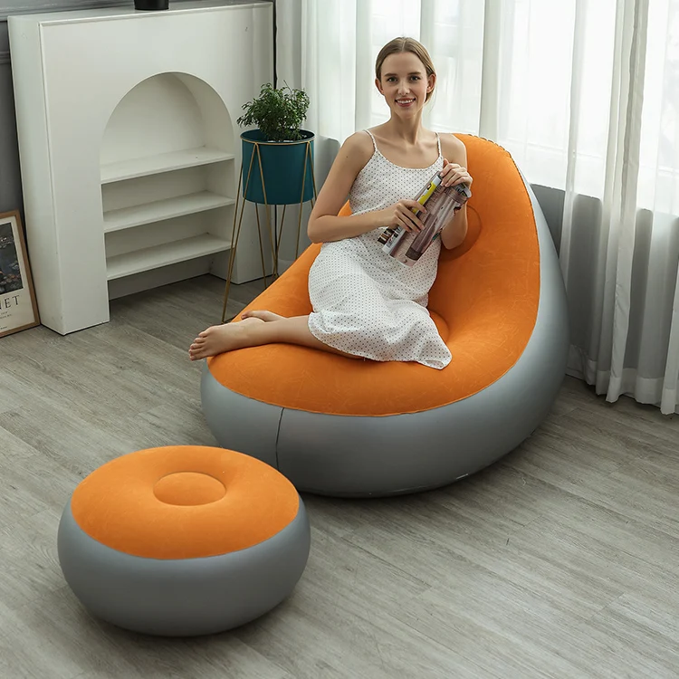 Blow up Modern Lazy Chair Sofa Inflatable Chair with Ottoman