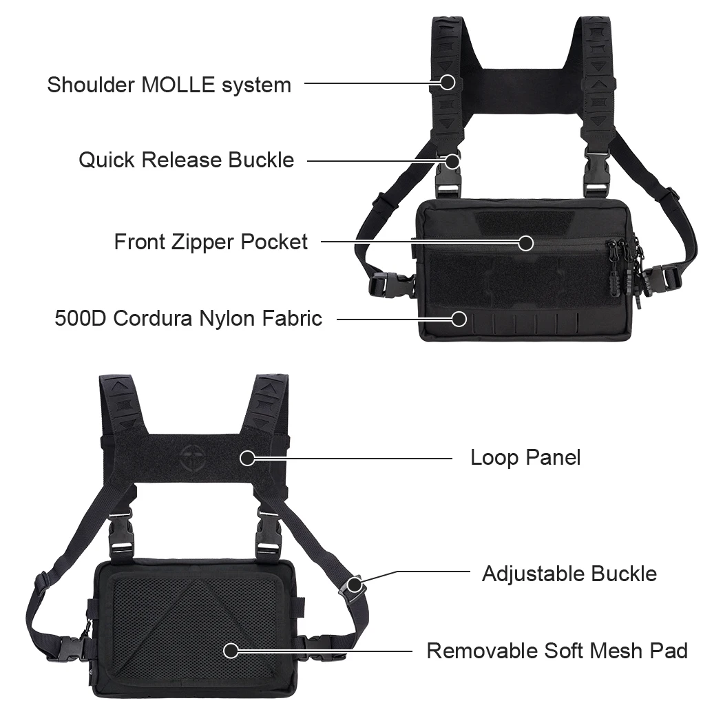 Borsa Tattica TOPTACPRO TP8516 Per Mag 9mm E Coltello – Morbida Con Maniglia A Gancio E Fissaggio MOLLE