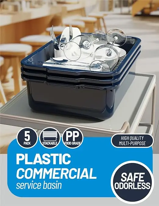 Plastic Large Rectangle Commercial Utility Tubs Tote Box Bus Tub Wash Basins Shallow Tray Box
