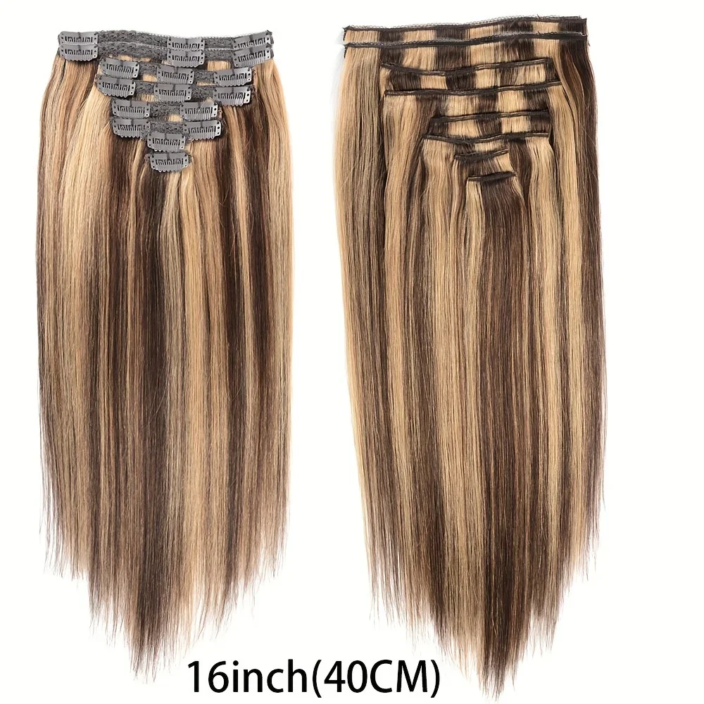 Extensions de cheveux à clipser P4/27 Color Highlight Cheveux humains raides_voghion.com