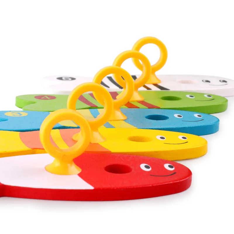 Wooden digital fishing set column game parent-child puzzle early education toys 3-7 years old kindergarten supplies teaching aid