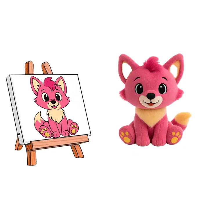 Custom Cartoon Character Plush Toy with Red Jacket Black Hair