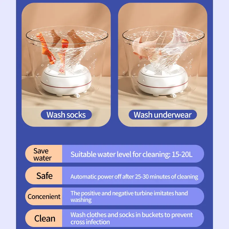 High Power Travel Portable Washing Machine Baby Clothes Underwear Socks Mini Washing Machine