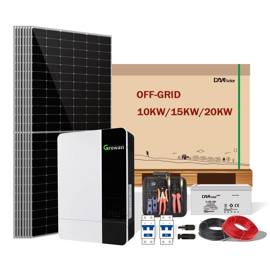 DAH solar 10kw 15kw 20kw hybrid solar power system 10000 w solar panels system for home