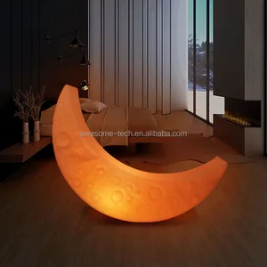 Cozy Moon Chair LED Lights Modern Waterproof Hanging Swing Bench for Indoor/Outdoor Relaxation Patio Park Plastic Living Room
