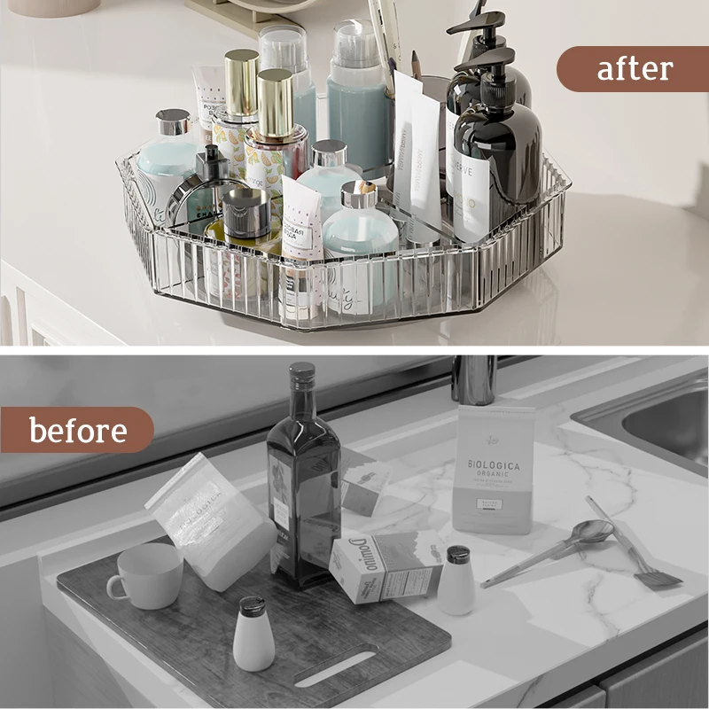 Lazy Susan Spice Rack Rotating Organizer with 4 Dividers Lazy Susan Turntable Spinning Seasoning Organizer for Cabinet Storage
