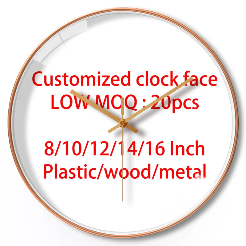 Different Size Round Design Quartz Movement Wood Plastic Glass Custom Wall Clock Nordic Decorate Wall Clock