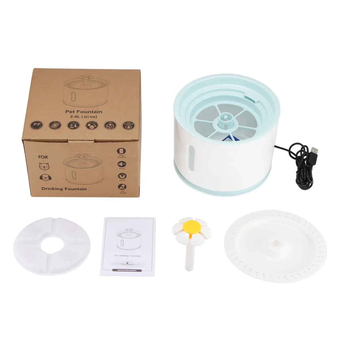 Оптовая продажа силиконовая миска для домашних животных Диспенсер воды автоматический питьевой фонтан собак и кошек