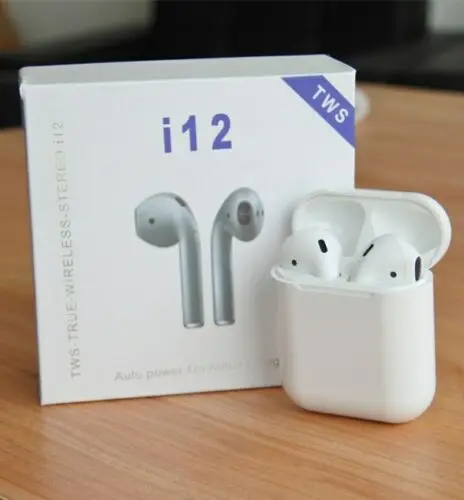 i12 tws无线麦克风耳机蓝色牙齿耳塞运动免提立体声耳机带充电银行