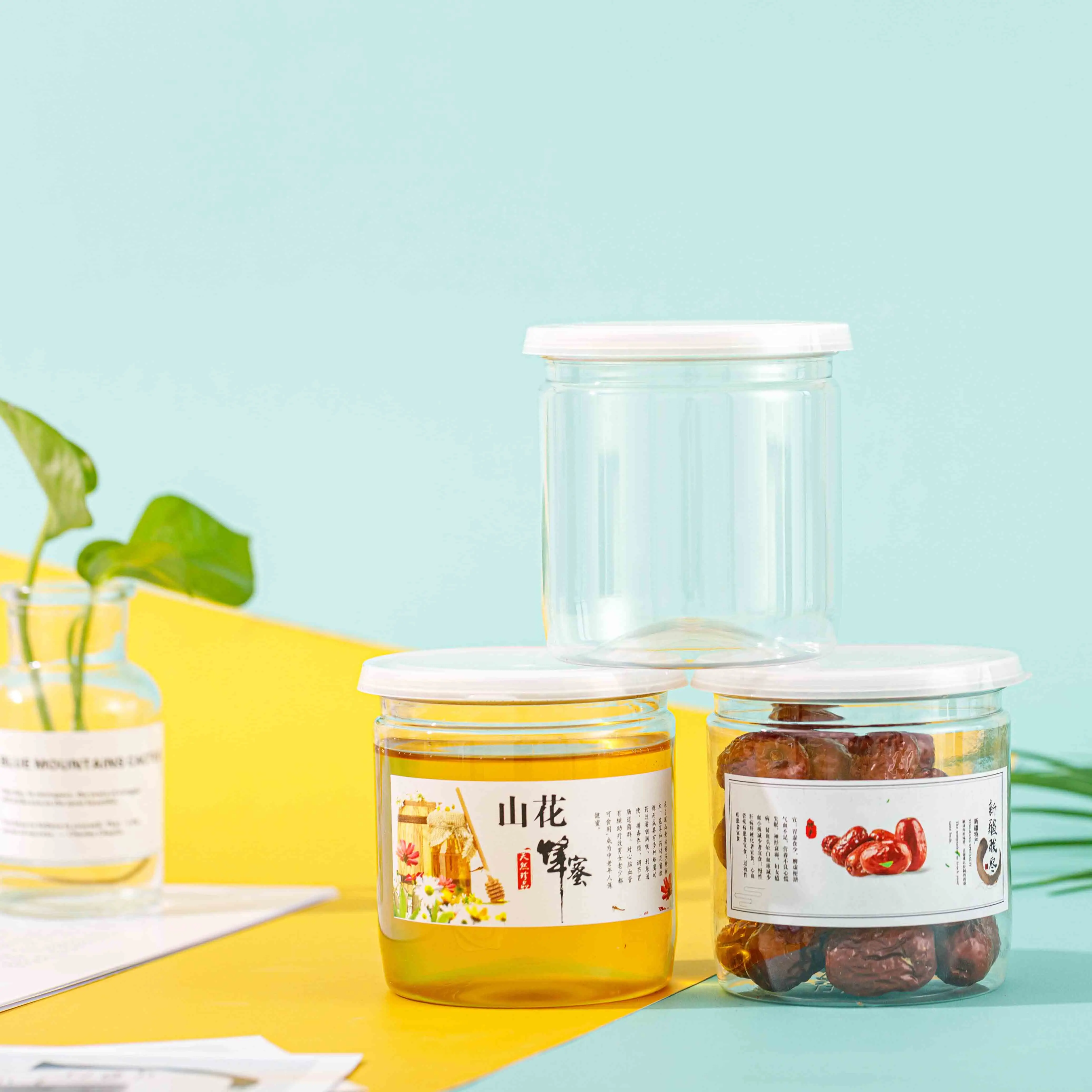100ml Jar Pet Clear Transparent Plastic Spice Jars Plastic Gummy Candy Packaging Jar Peanut Butter Jars Nuts Cans