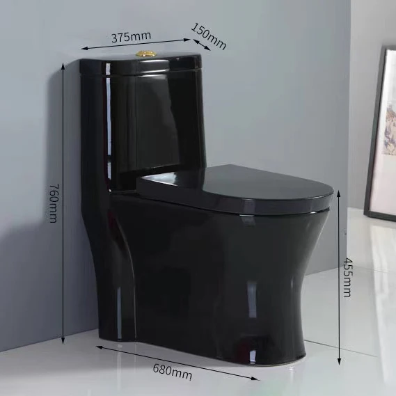Ceramic Elongated One-piece Black European Russian Turkish Style WC Toilet in Sanitary Ware Toilet Bowl and WC Bowl