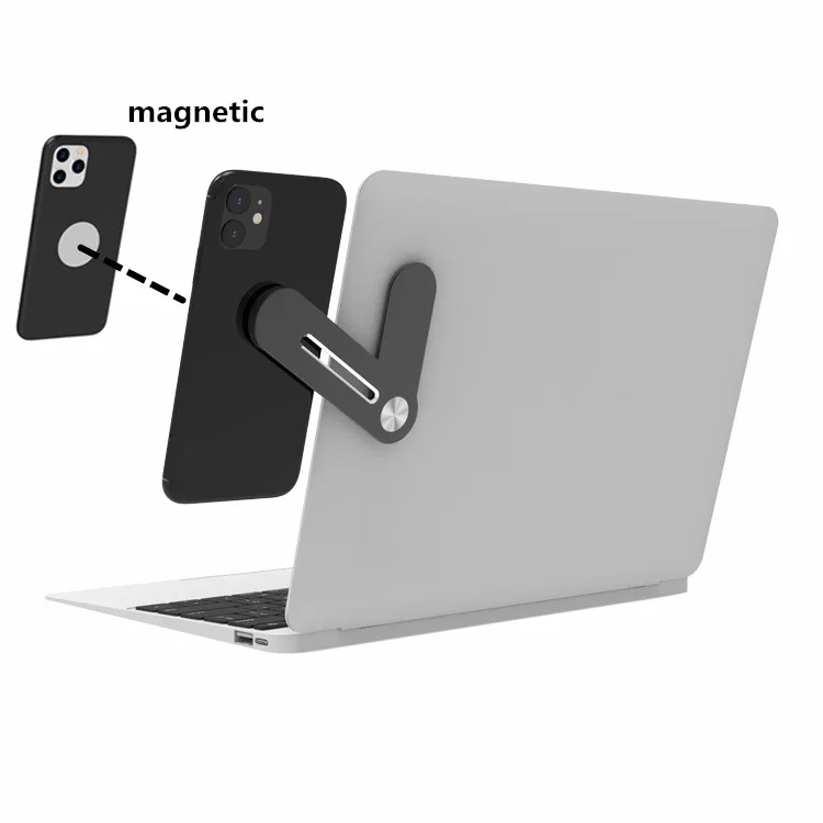 Multifunctional magnetic laptop extension stand Aluminum alloy Bracket Magnetic Suction Mobile Phone Holder with computer