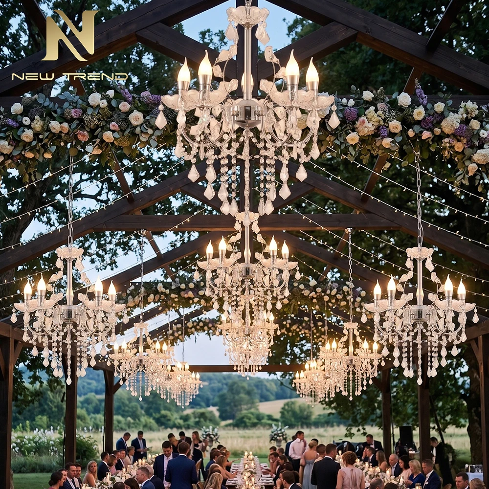 CPL-504 Luxury Battery-Operated Crystal Chandelier – Cordless Remote Control LED Pendant Light for Wedding Tent & Event