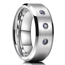 Fashion jewelry ring Brushed silver tungsten ring inlay cz tungsten carbide men comfort it wedding band ring