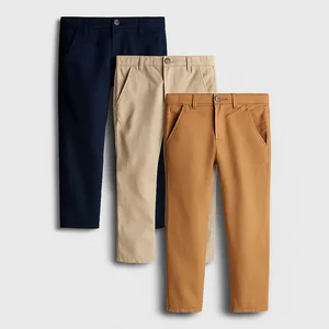 Custom Kids Chino Pants Cotton Casual Trousers for Boys OEM ODM Adjustable Waist Children Twill Slim Fit Pants Factory Supply