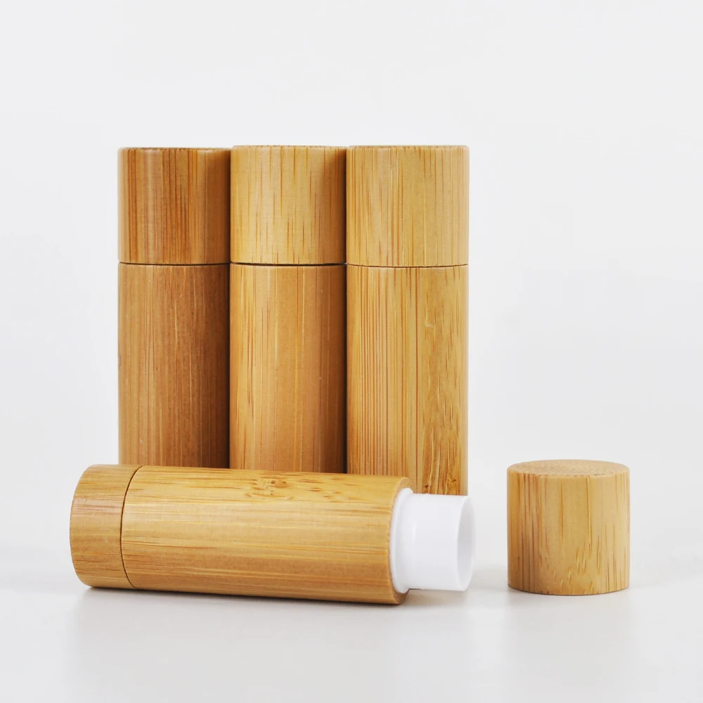 Wholesale Refillable Eco Friendly Biodegradable 5ml Bamboo Lipstick Packaging Empty Bamboo Lip Balm Tubes