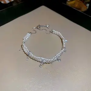 Woman Custom Pearl Tennis Bracelet Stone Zircon Beaded String Copper Adjustable Girl Bracelets Wedding Jewelry Fashion Jewellery