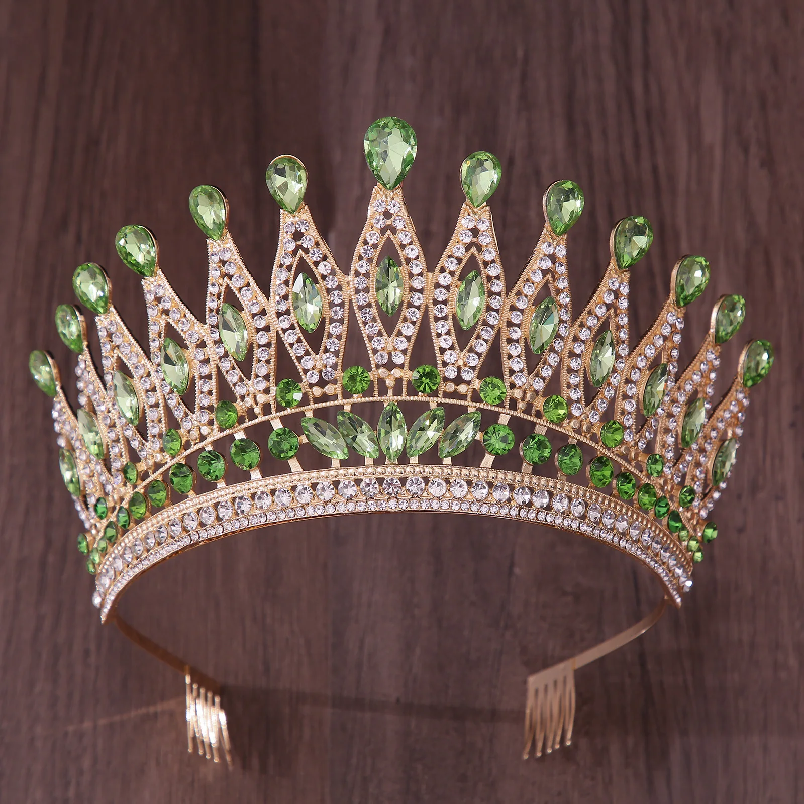 European American Beauty Crown - Wedding Tiara with Rhinestones